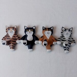 Whimsy Cat Coat Bag Hat Key Holder Hanger Hook Wall Decor Feline Art Playful